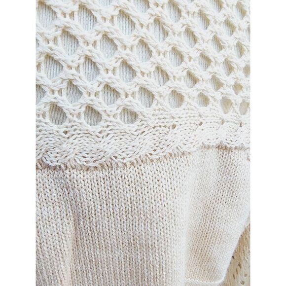 Knox Rose Womens Pullover Sweater Beige Long Sleeve Jewel Neck Open Knit S New - Picture 4 of 7